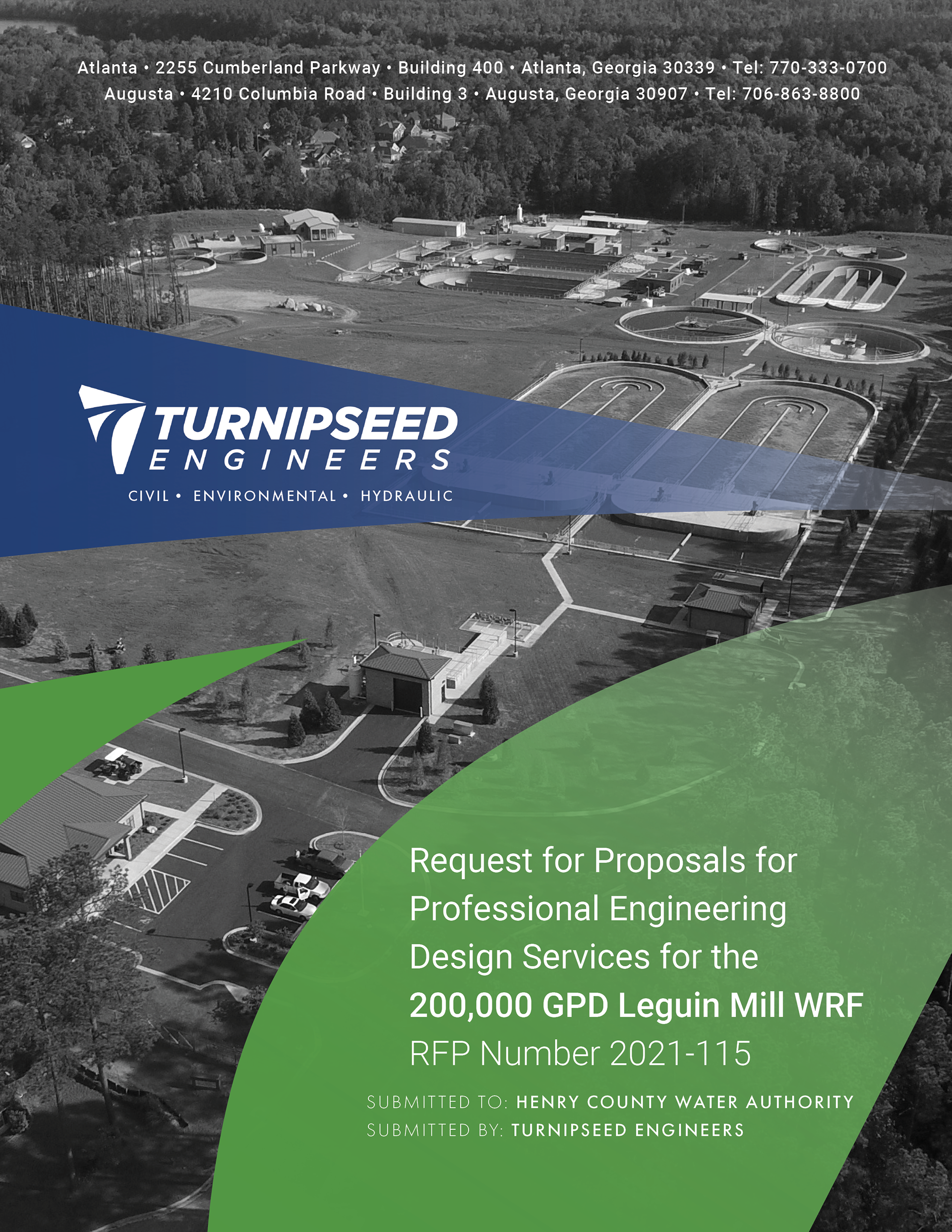 Cover of a Turnipseed Engineers proposal for professional engineering design services
